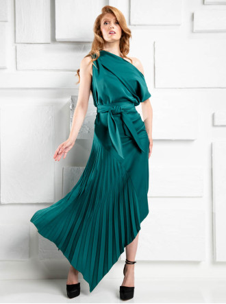 Della Pleat Dress - Racing Green (Kevan Jon)